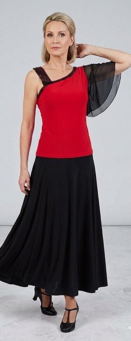 MAGLIA MONOSPALLA CON TULLE E TESSUTO BRILLANTINI 6-0026