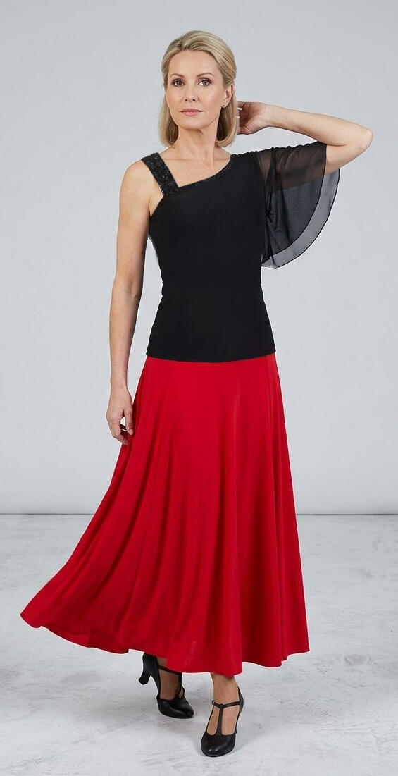 MAGLIA MONOSPALLA CON TULLE E TESSUTO BRILLANTINI 6-0026
