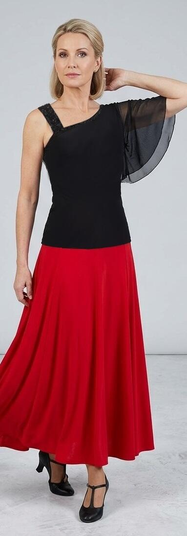 MAGLIA MONOSPALLA CON TULLE E TESSUTO BRILLANTINI 6-0026