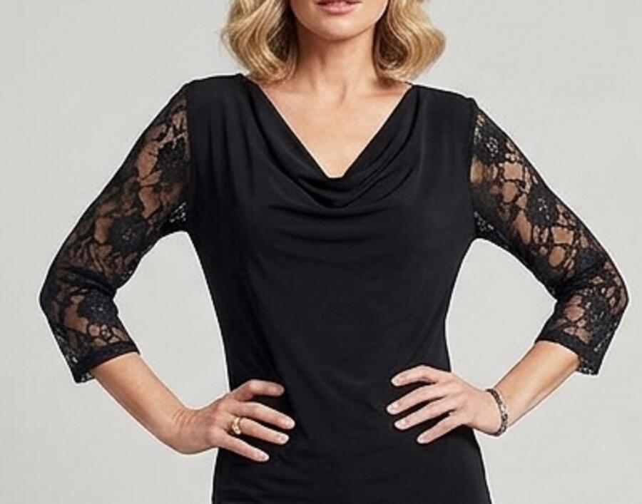 MAGLIA MORBIDA CON MANICHE IN PIZZO ELASTICO 6-0006