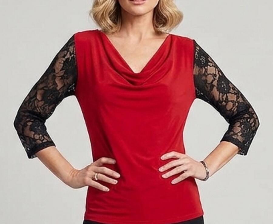MAGLIA MORBIDA CON MANICHE IN PIZZO ELASTICO 6-0006
