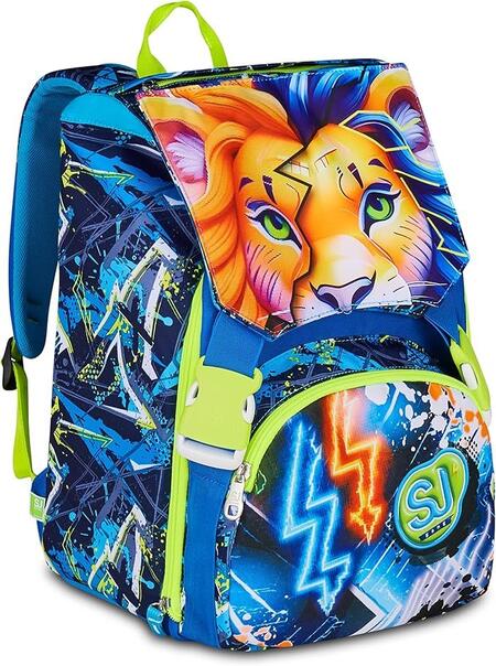 SJ GANG STYLE JAM GANG Zaino Doppio Scomparto Estensibile, Blu, Maxi Capienza, Schienale Preformato, Bambino, Scuola Elementare