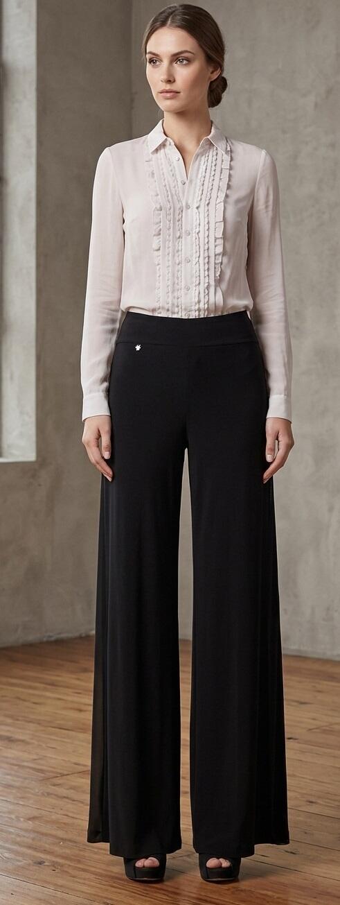Pantaloni da ballo in tessuto tecnico elastico forma dritta taglie comode 1-0030