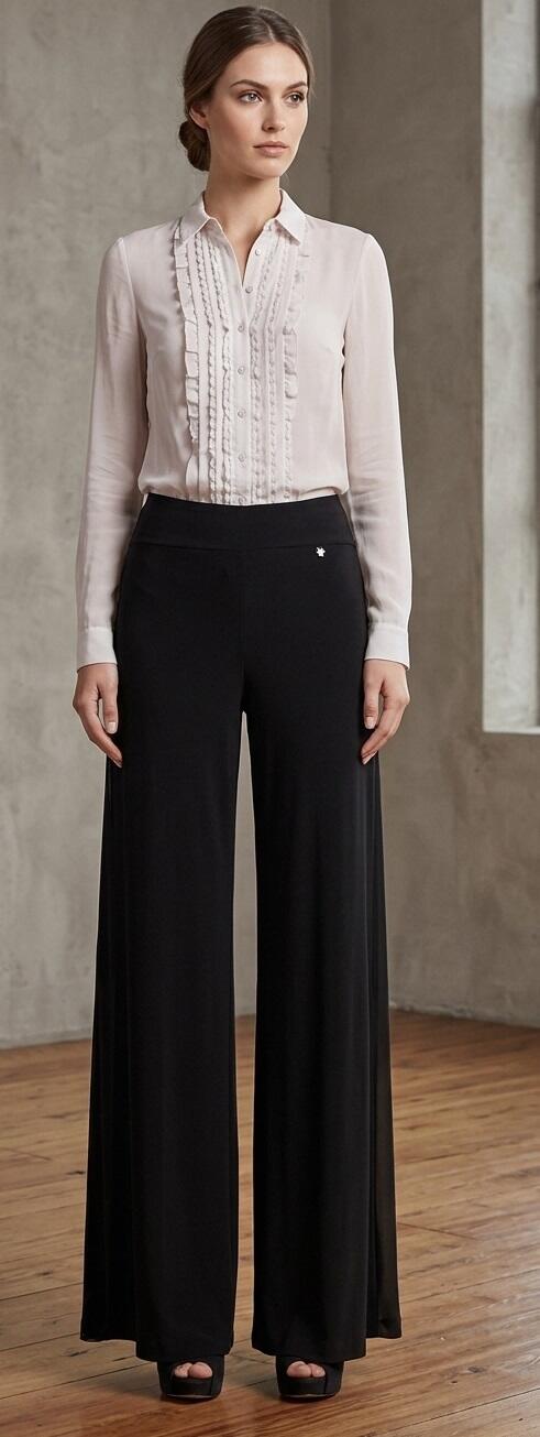 Pantaloni da ballo in tessuto tecnico elastico forma dritta taglie comode 1-0030