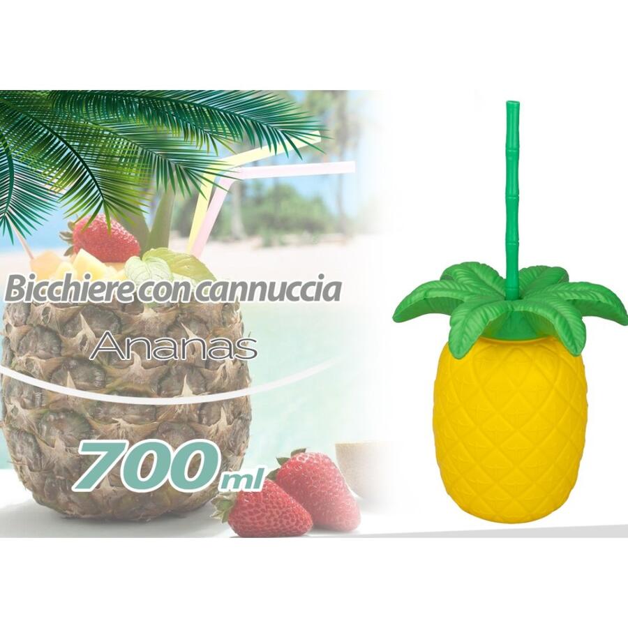 INTRADE BICCHIERE CON CANNUCCIA ANANAS 700 ML (Confezione da 12 pezzi) 