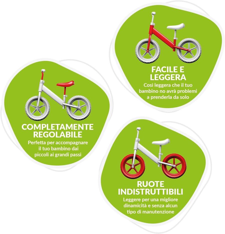 Bicicletta Bambini Senza Pedali 2-5 Anni, Bici Senza Pedali Balance Bike per l'Equilibrio, con Manubrio e Sellino Regolabili, Max 25 Kg, Giochi Bambini 2-5 Anni