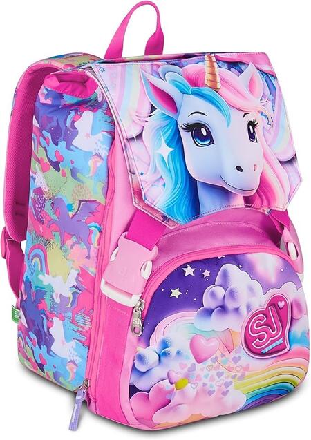 SJ GANG STYLE JAM GANG Zaino Doppio Scomparto Estensibile, Rosa, Maxi Capienza, Schienale Preformato, Bambina, Scuola Elementare