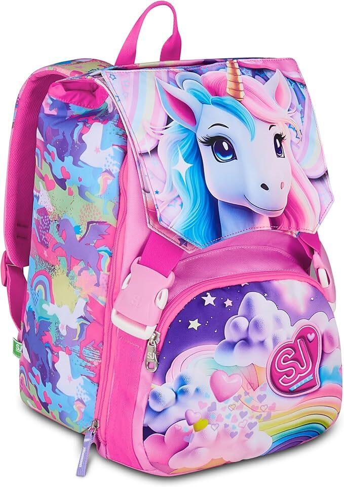 SJ GANG STYLE JAM GANG Zaino Doppio Scomparto Estensibile, Rosa, Maxi Capienza, Schienale Preformato, Bambina, Scuola Elementare