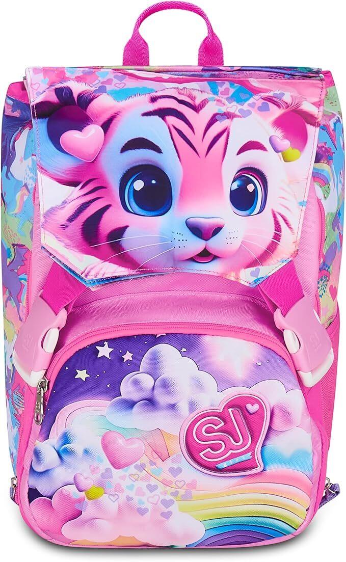 SJ GANG STYLE JAM GANG Zaino Doppio Scomparto Estensibile, Rosa, Maxi Capienza, Schienale Preformato, Bambina, Scuola Elementare