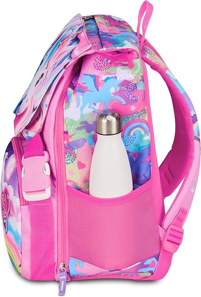 SJ GANG STYLE JAM GANG Zaino Doppio Scomparto Estensibile, Rosa, Maxi Capienza, Schienale Preformato, Bambina, Scuola Elementare
