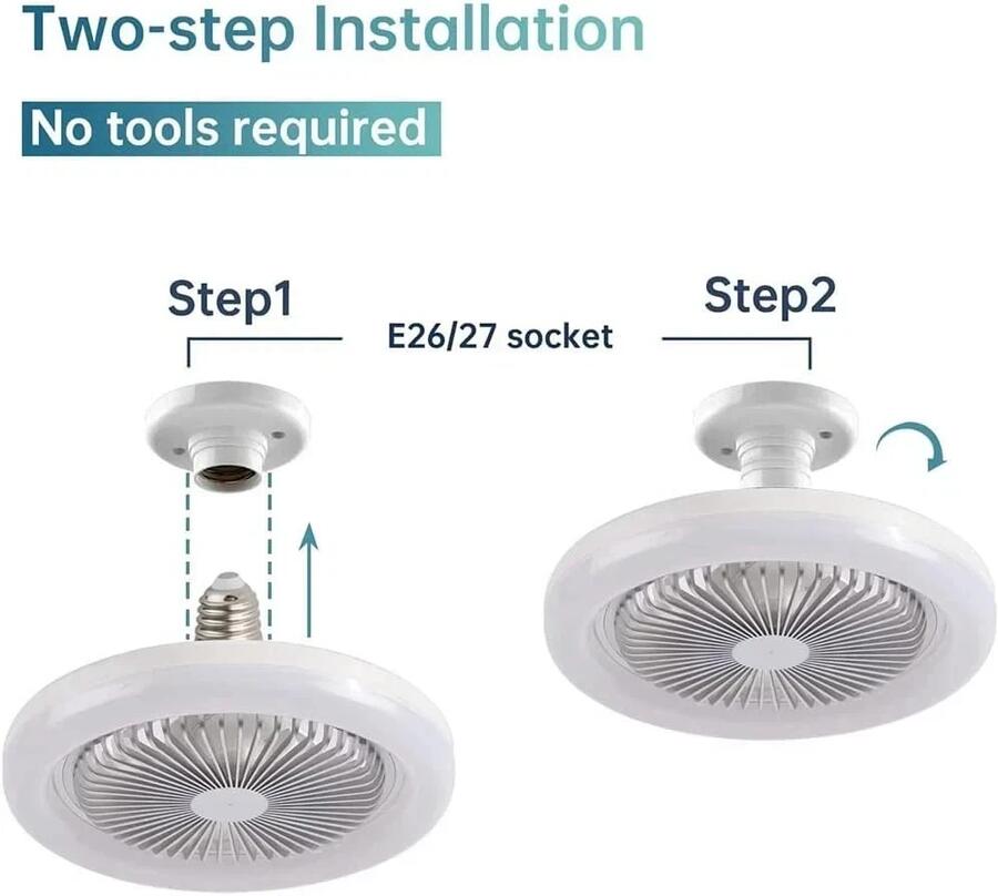 Ventilatore Soffitto con Telecomando con Luce LED 36W Piccola Ventola Silenzioso