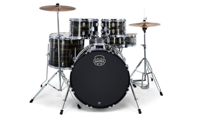 MAPEX COMET JUNIOR 5 PEZZI EBONY YELLOW GRAIN CON HARDWARE E PIATTI