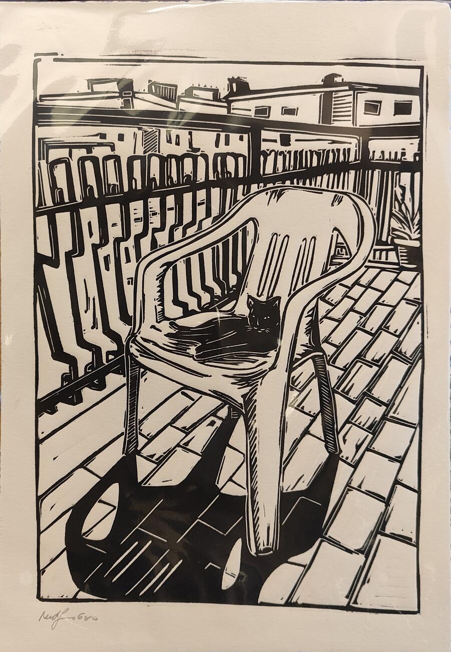 NEROFUMO680 STAMPA LINOGRAFICA su carta A4: SIESTA