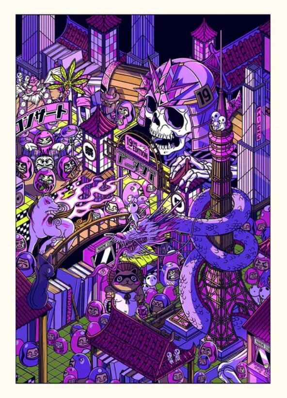 PAIHEME STUDIO, stampa 30x40 cm: HAUNTED SKELETON