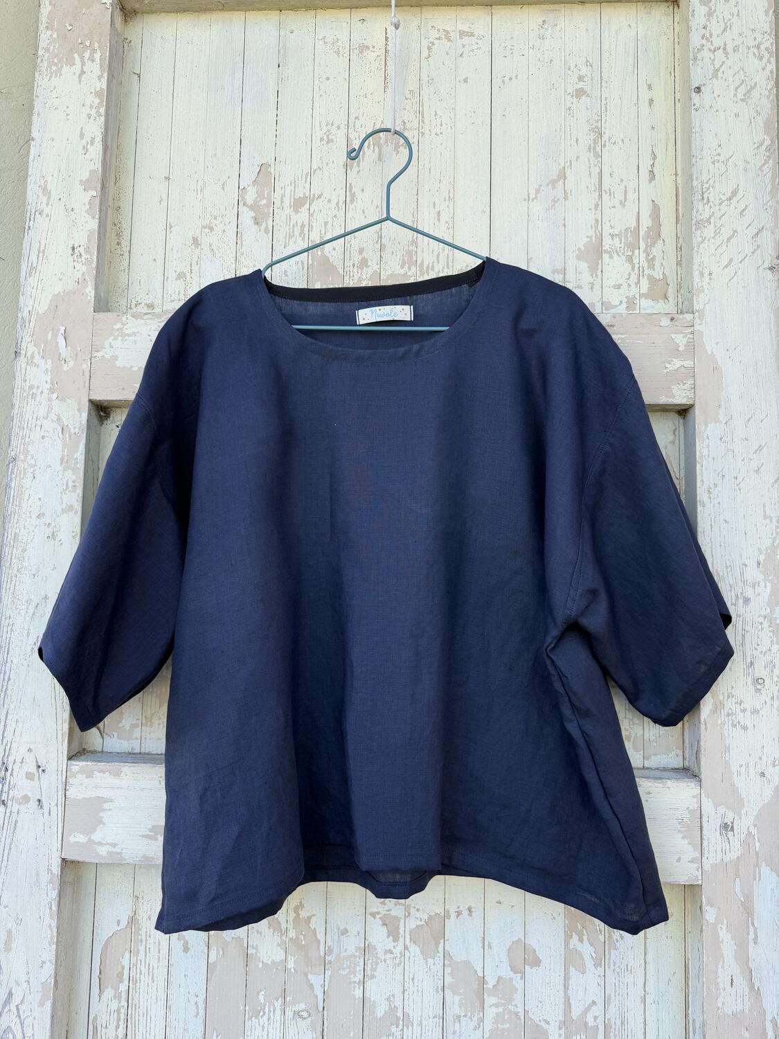 Camicia blu scuro in lino