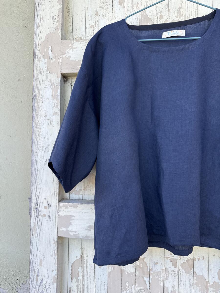 Camicia blu scuro in lino