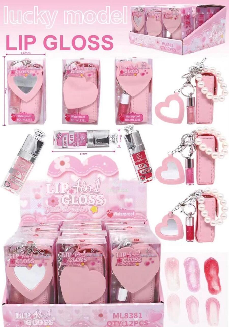 LUCKY MODEL LIP GLOSS 4 IN 1 [Kit da 12 pezzi]