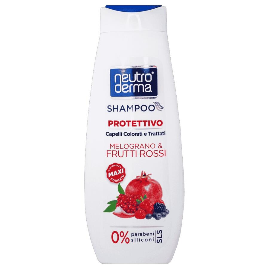 NEUTRODERMA SHAMPOO PROTETTIVO PER CAPELLI COLORATI E TRATTATI MELOGRANO E FRUTTI ROSSI (Confezione da 12 pezzi) 
