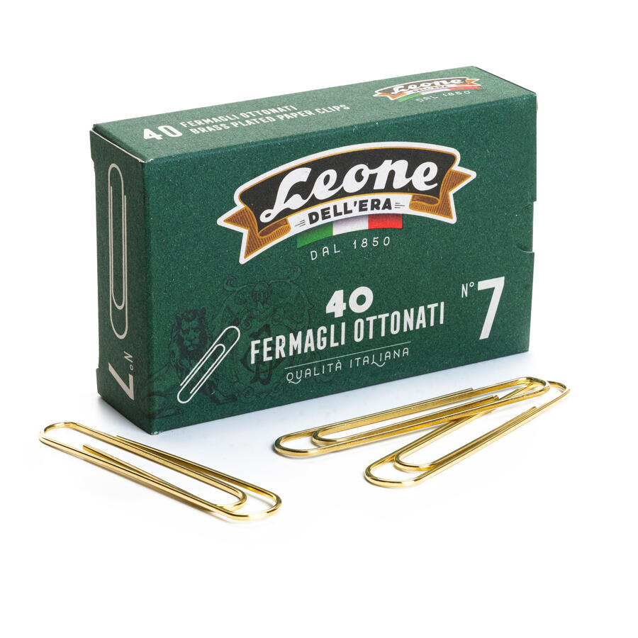 SCATOLA 40 FERMAGLI N.7 MM 75 SUPER GIGANTI OTTONATI LEONE - conf. 10 pz
