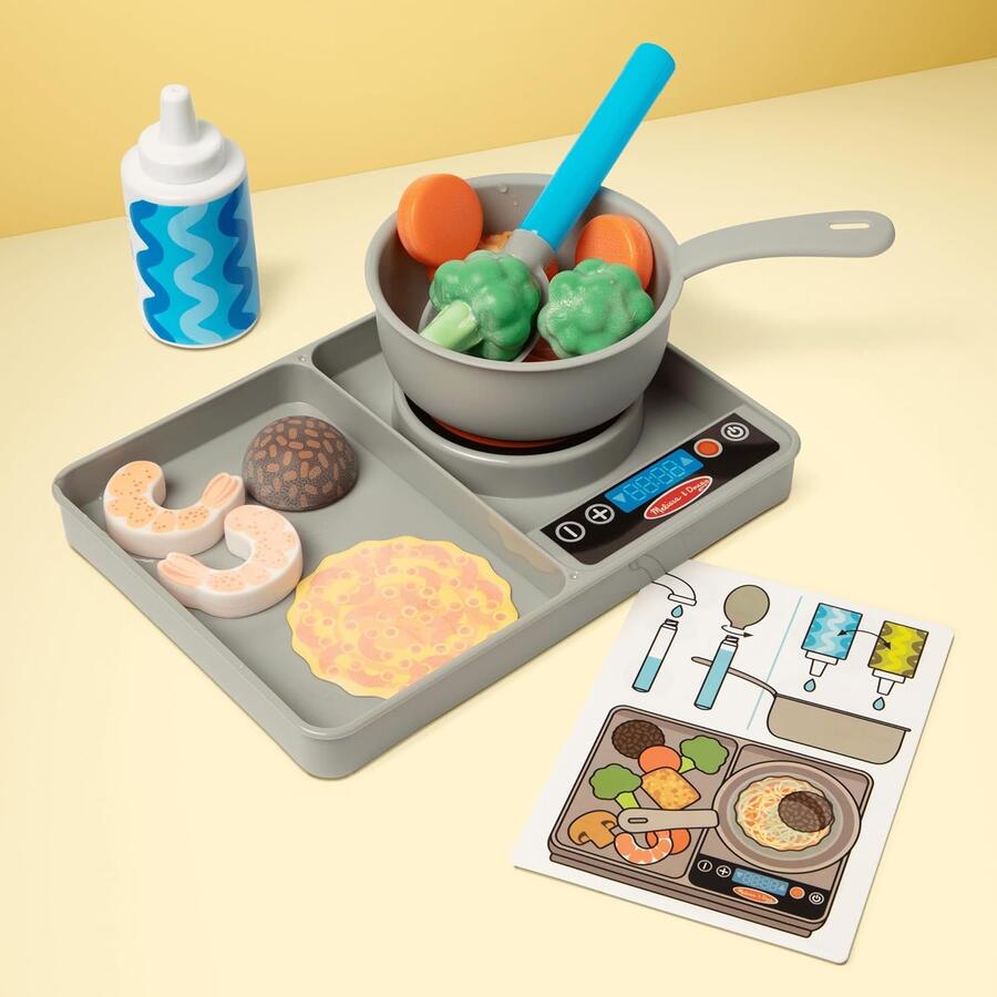 Melissa & Doug Set Water WOW! Piano Cottura - Fornello Giocattolo Cuoci e Mescola, Gioco Educativo con Cibo che Cambia Colore con l'Acqua, Regalo per Bambini e Bambine, 3+ Anni