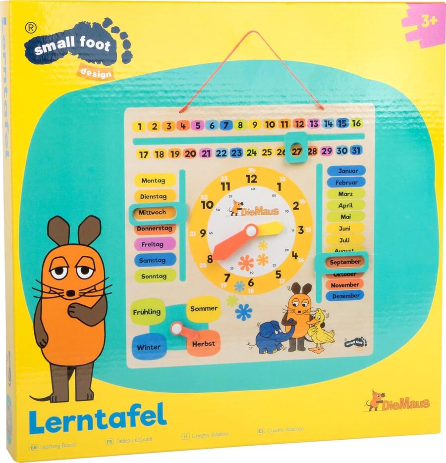 Orologio didattico in legno con calendario - DieMaus - 10496 - 3+