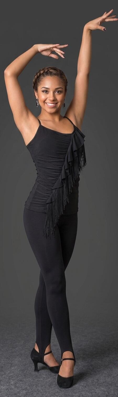MAGLIA TOP CON FRANGIA CENTRALE E VOLANT U279