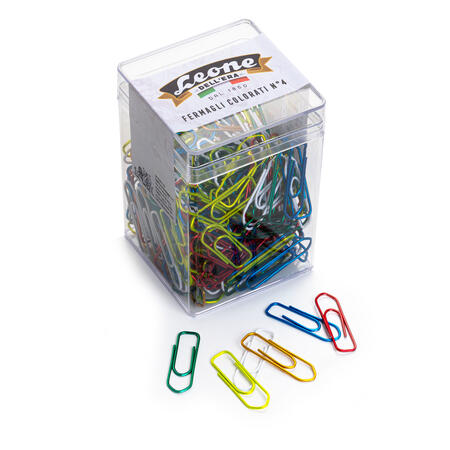 BARATTOLO 250 FERMAGLI COLORI METAL N.4 MM 32 LEONE COLOR