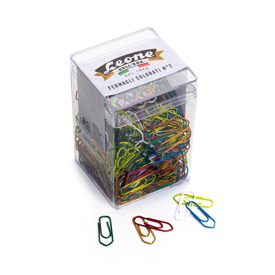 BARATTOLO 500 FERMAGLI COLORI METAL N.2 MM 26 LEONE COLOR