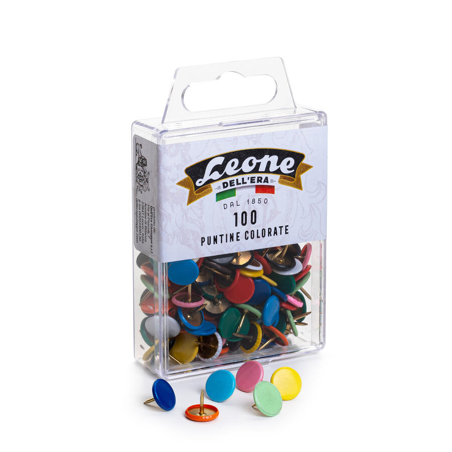 Puntine da disegno colorate assortite LEONE 100 pz