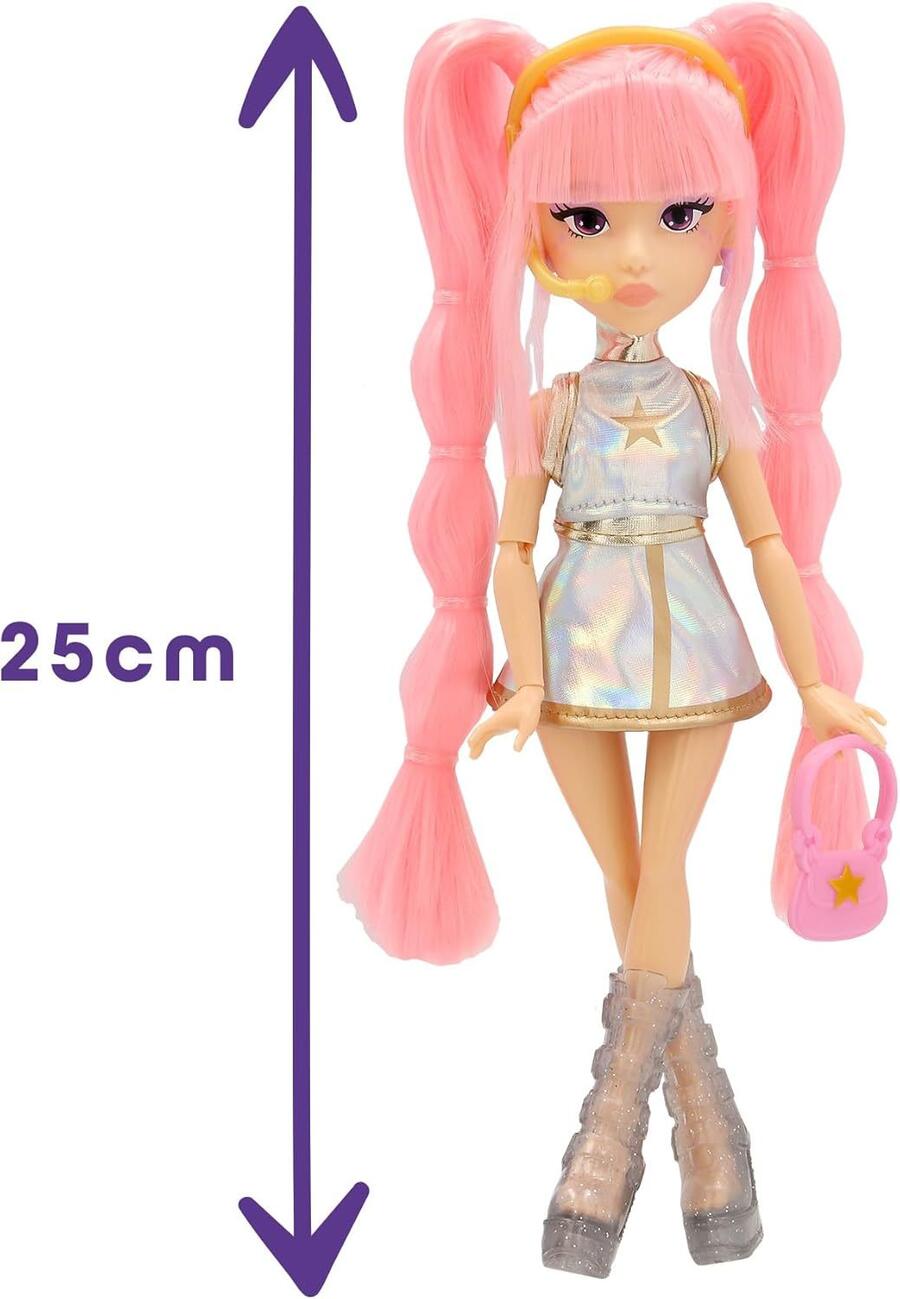 K-POP IDOL Bambola Yuni Bambole alla moda Stile K-Pop Moonlight, capelli rosa intrecciati. 3 accessori per creare outfit Età 3+