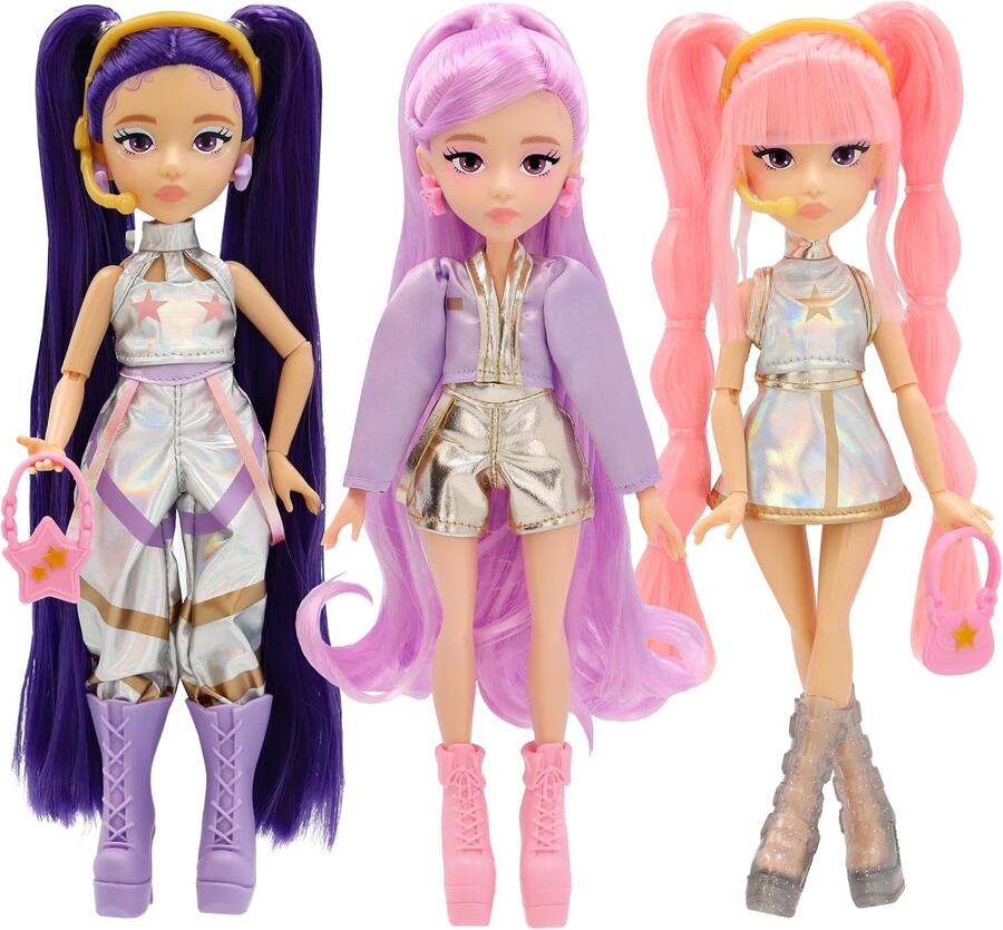 K-POP IDOL Bambola Nari Bambole alla moda Stile K-Pop Power Idol, capelli lavanda. 3 accessori per creare outfit Età 3+