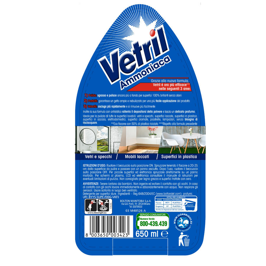 Ammoniaca Alcool Vetri VETRIL - Trigger 650ml