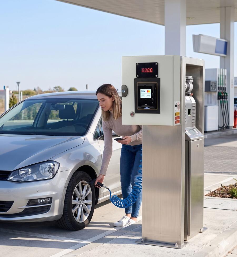 POS cashless per gonfia-gomme con comando elettrovalvola