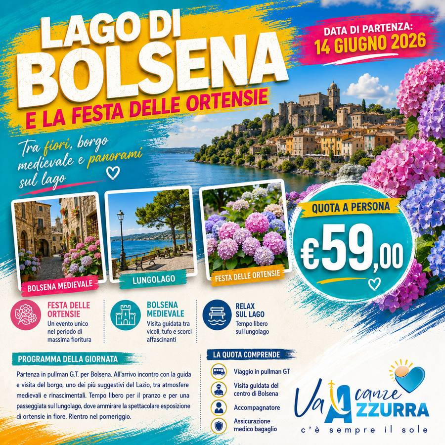 14 GIUGNO 2026 TOUR 1 GIORNO BOLSENA