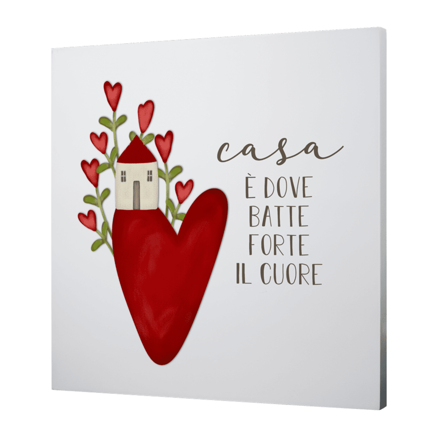 Quadro in Legno "Casa è dove batte forte il cuore" – L’Angolo delle Idee
