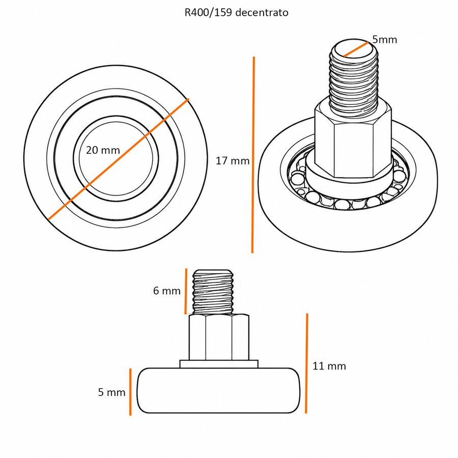 R400/159 - Cuscinetto Eccentrico compatibile x Rodi Confort TDA - Kit 2 pz