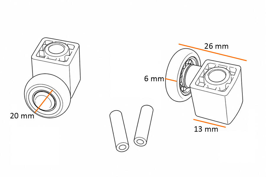 RTDAEBG Ricambio Cuscinetti Box Doccia Mod 20x6 TDA - Kit 2 pezzi