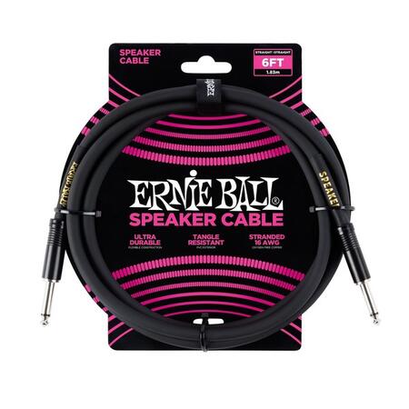 Ernie Ball P06072 6ft Straight-Straight Speaker Cable, Black