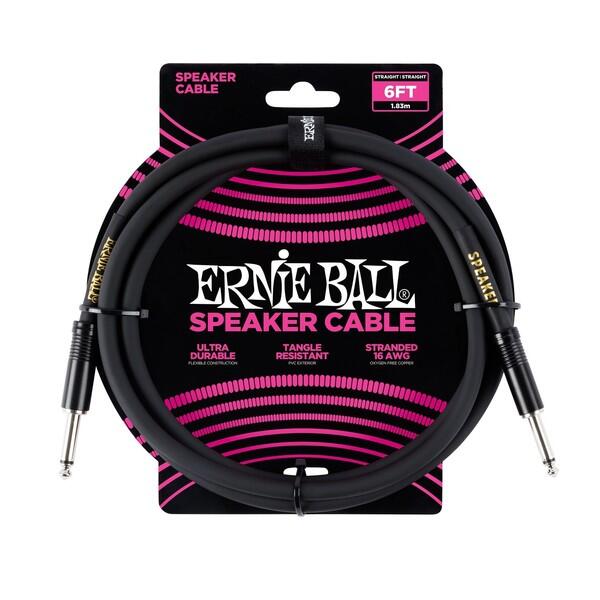 Ernie Ball P06072 6ft Straight-Straight Speaker Cable, Black