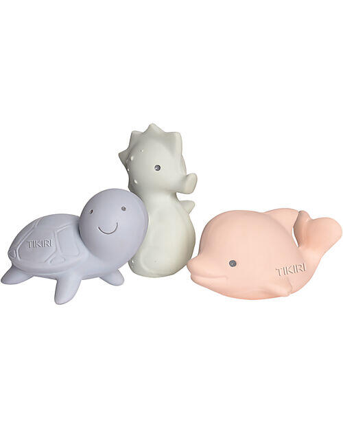 Set 3in1 Massaggiagengive, Sonagli e Giochi da Bagno – My First Ocean – Gomma Naturale 100%