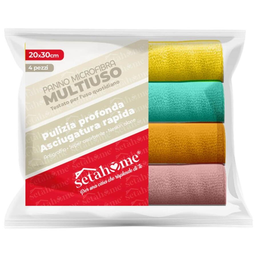 SETABLU PANNO MICROFIBRA MULTIUSO 4 PEZZI 20X30 CM (Confezione da 12 pezzi) 