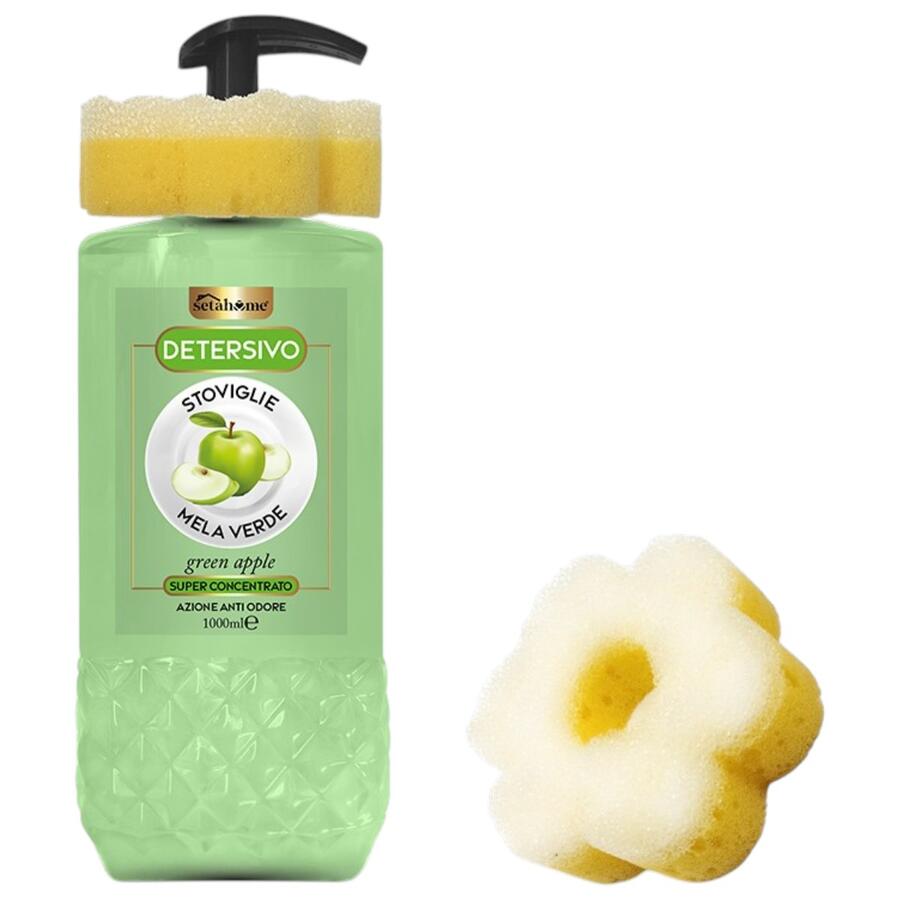 SETABLU DETERSIVO  STOVIGLIE MELA VERDE 1 LT + SPUGNA OMAGGIO (Confezione da 12 pezzi) 