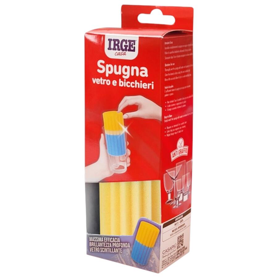 IRGE SPUGNA HAPPY GLASS VETRO E BICCHIERI 15x6x5 cm (Confezione da 12 pezzi) 