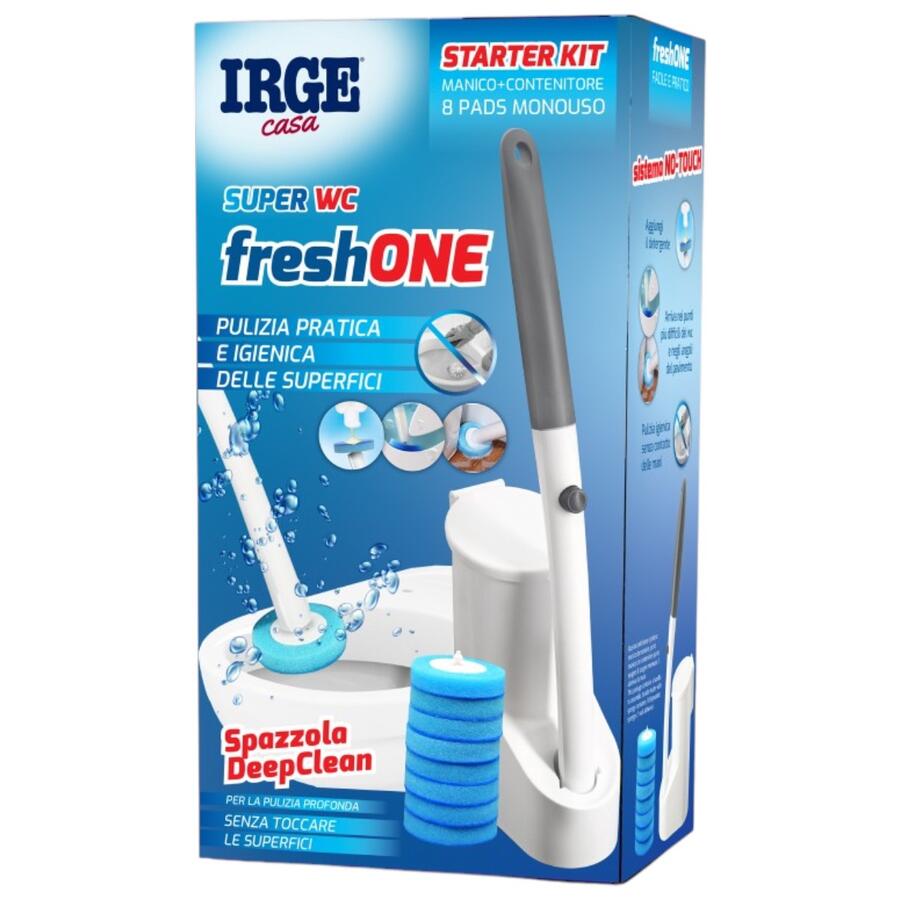 IRGE SCOPINO WC CON SPUGNE USA E GETTA MANICO+CONTENITORE+ 8 PADS 