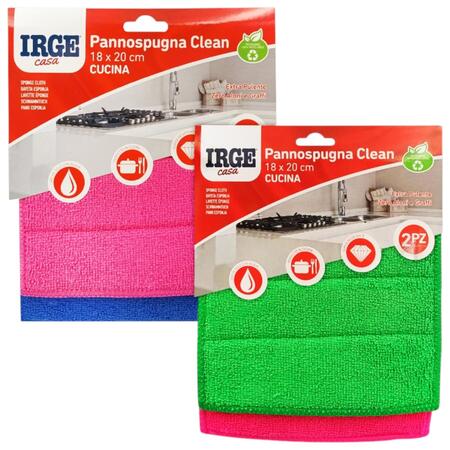 IRGE PANNO MICROFIBRA 2 PEZZI 18X20 CM (Confezione da 12 pezzi) 