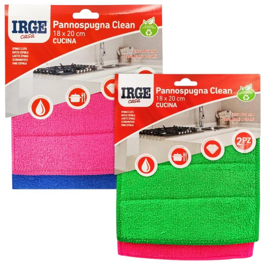 IRGE PANNO MICROFIBRA 2 PEZZI 18X20 CM (Confezione da 12 pezzi) 