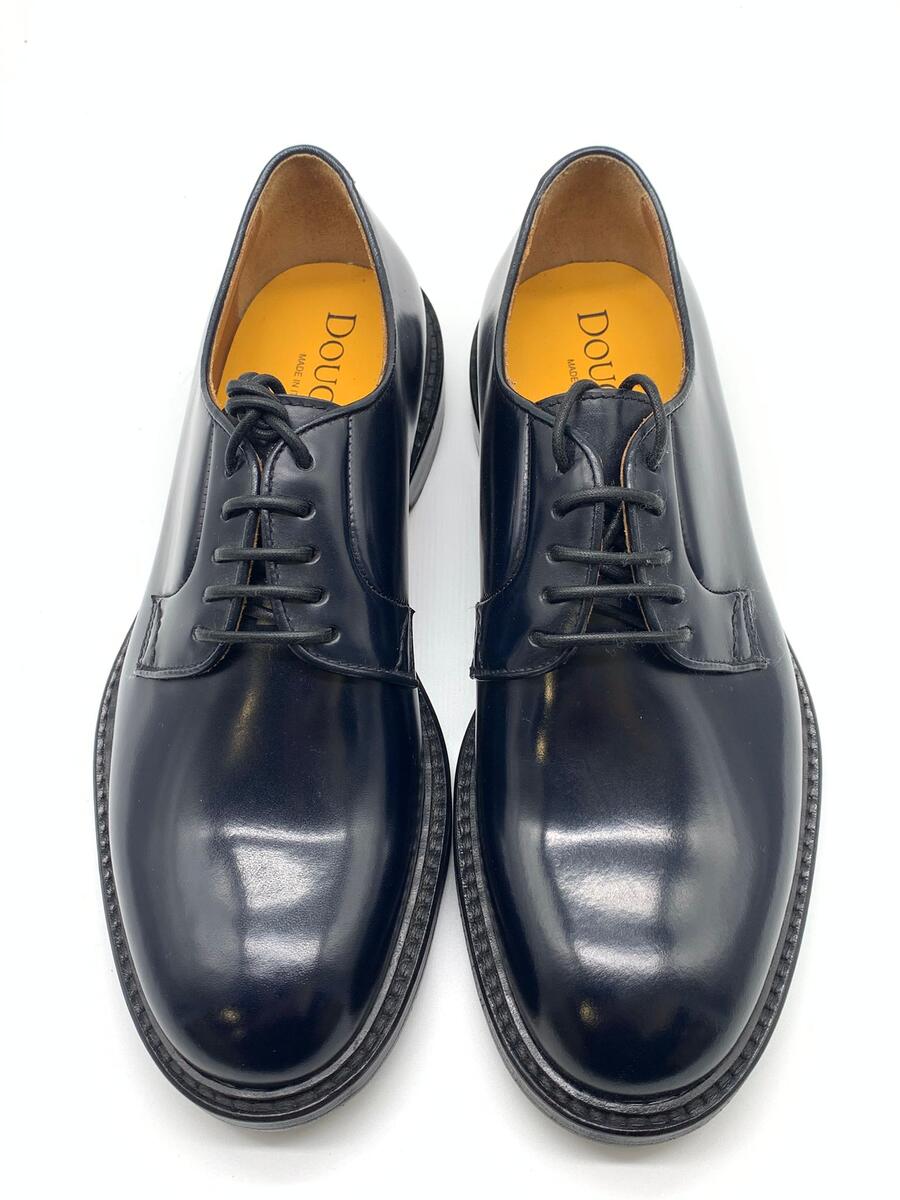 Doucal’s derby stringata in pelle blu tempesta