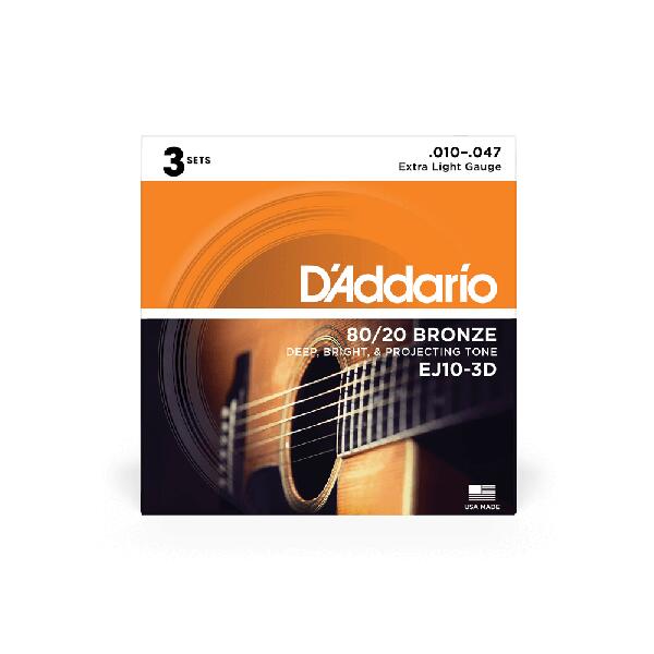 D’Addario Ej10-3D Pack 3 mute Bronze wound Extra Light 010/047