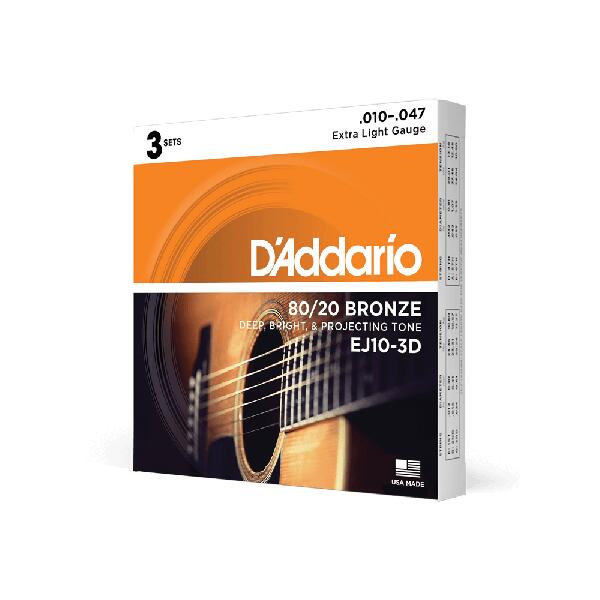 D’Addario Ej10-3D Pack 3 mute Bronze wound Extra Light 010/047