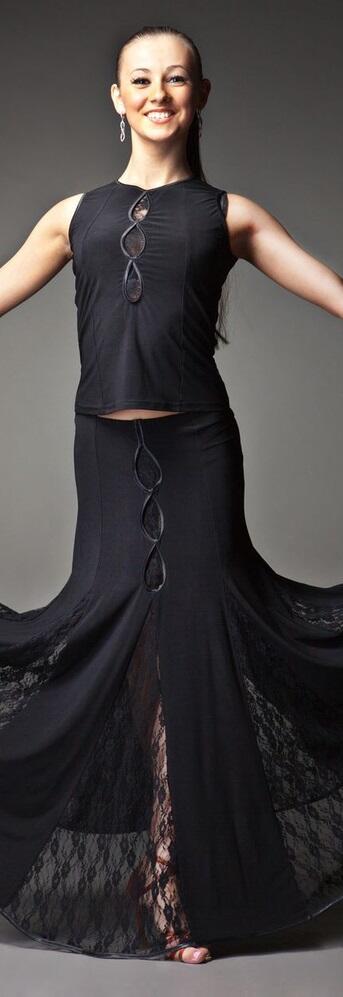 U196 tank top with central tulle eyelets
